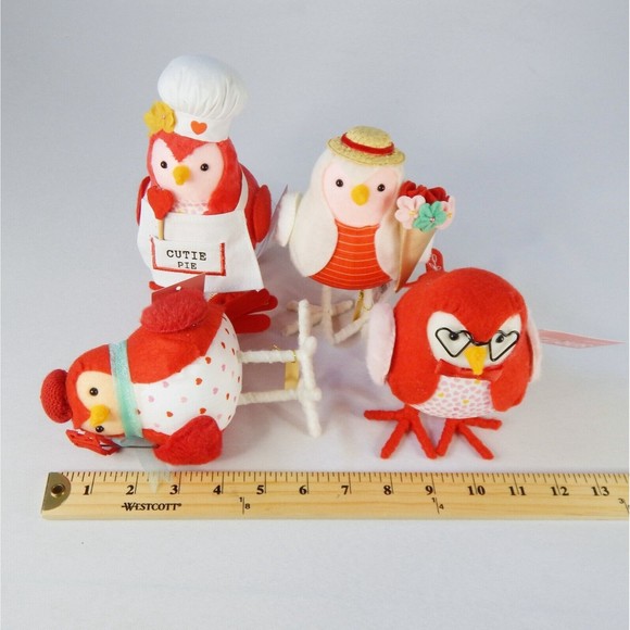 2023 Set of 4 Target Spritz Featherly Friends Valentine's Day Felt Birds Jet Avi - Picture 9 of 10